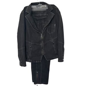 KELLO HI-WAIST JEANS & LONG SLV JACKET, WOMENS, XL, 16-18, DARK BROWN, WESTERN